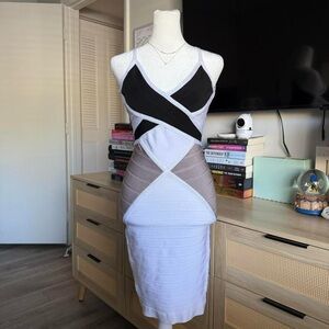 colorblock bandage dress